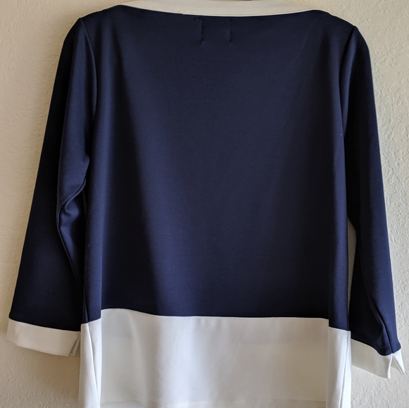Vecceli Italy Women's Dark Blue & White Top - Picture 6 of 8